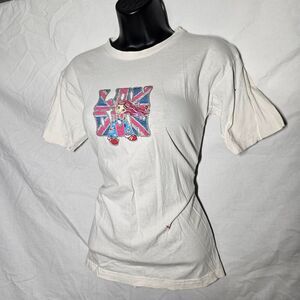 Vintage y2k London cartoon girl British union jack baby tee